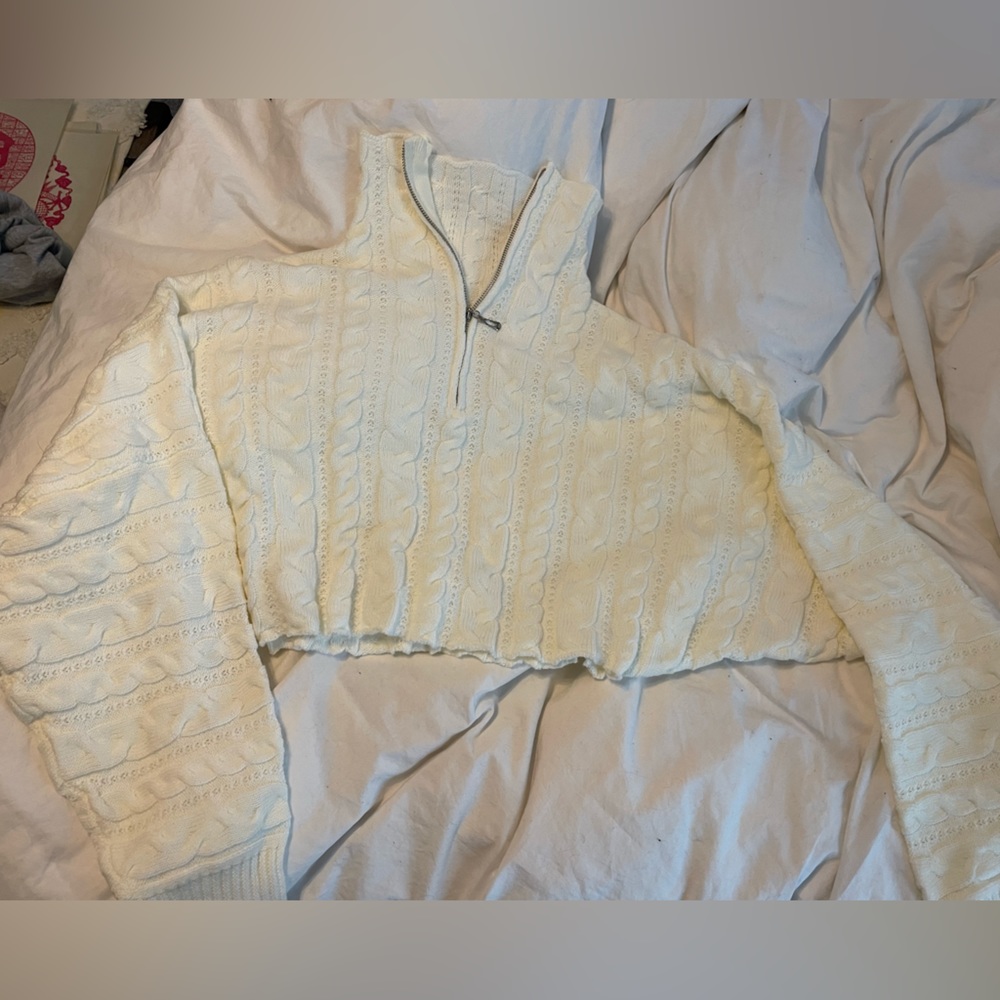 Cropped 1/4 zip sweater
